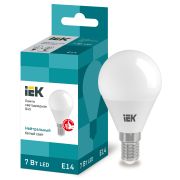 Лампа светодиод 7Вт шар Е14 4000К 630Лм матовая IEK (10/100)
