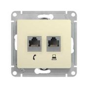 GLOSSA розетка компьютерная 2-м RJ45+RJ45 кат.5E, бежевый