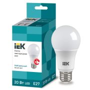 Лампа светодиод 20Вт груша А60 Е27 4000К 1800Лм матовая IEK (10/100)