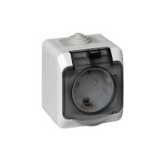 Розетка 1-м ОП Этюд 16А IP44 250В с защ. крышкой защ. шторки с заземл. сер. SchE PA16-044C