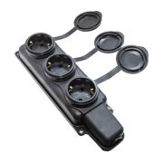 Колодка 3гн с з/к 16А IP44 1ф 250В защ. крышки черная каучук БЕЛТИЗ Беларусь (1/100)