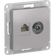 ATLASDESIGN РОЗЕТКА двойная ТВ + компьютерная RJ45, кат. 5Е, АЛЮМИНИЙ, Systeme Electric