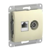GLOSSA РОЗЕТКА двойная ТВ + компьютерная RJ45, кат. 5Е, механизм, БЕЖЕВЫЙ