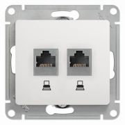 GLOSSA розетка компьютерная 2-м RJ45+RJ45 кат.5E, белый