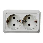 Розетка двойная с заземлением BOLLETO белая накладная 7128 IN HOME