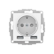 ATLASDESIGN РОЗЕТКА 16А с 2 USB A+A, 5В/2,4А, 2х5В/1,2А, механизм, БЕЛЫЙ