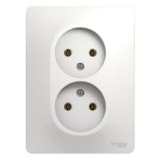 GLOSSA Розетка 2-м СП 16А IP20 без заземл. бел.