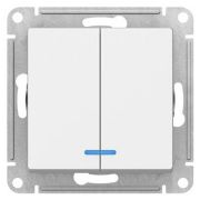 ATLASDESIGN 2-клавишный ВЫКЛЮЧАТЕЛЬ с подсветкой, сх.5а, 10АХ, механизм, БЕЛЫЙ