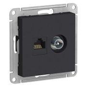 ATLASDESIGN РОЗЕТКА двойная ТВ + компьютерная RJ45, кат. 5Е, КАРБОН, Schneider